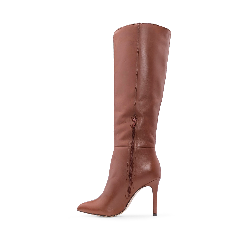 Bota Cano Alto Mulher Pele Cognac