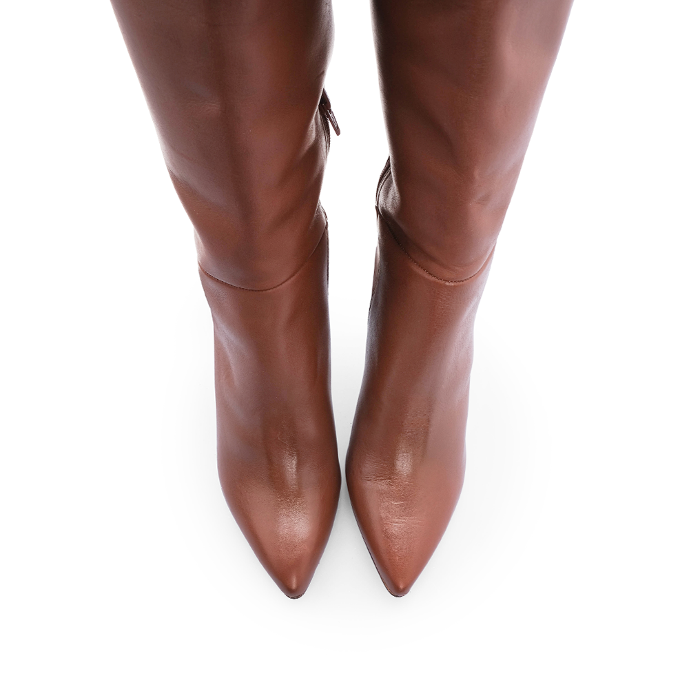Bota Cano Alto Mulher Pele Cognac