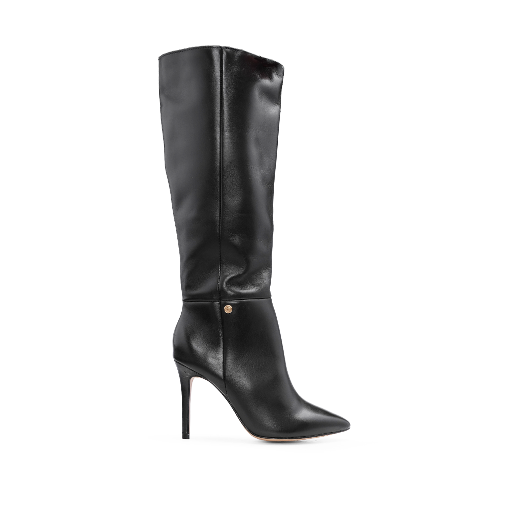 Bota Cano Alto Mulher Pele Preto