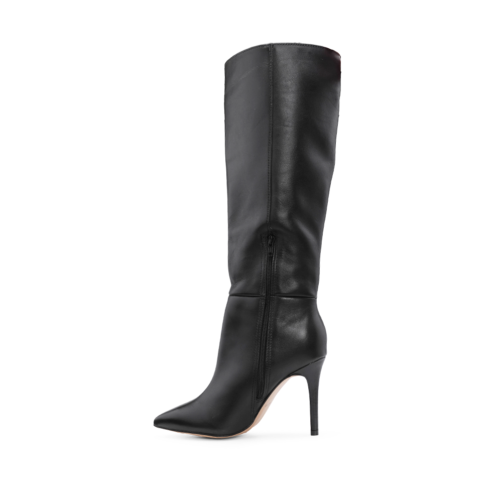 Bota Cano Alto Mulher Pele Preto
