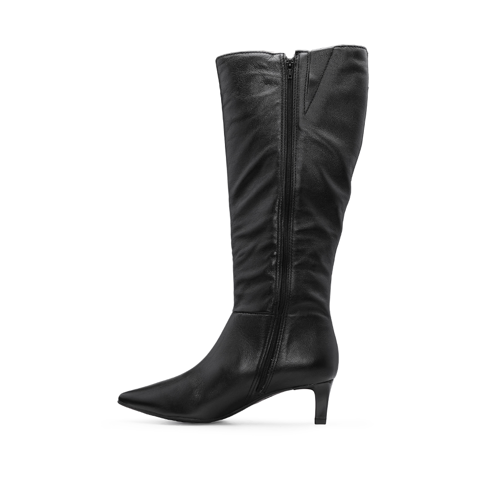 Bota Cano Alto Mulher Pele Preto