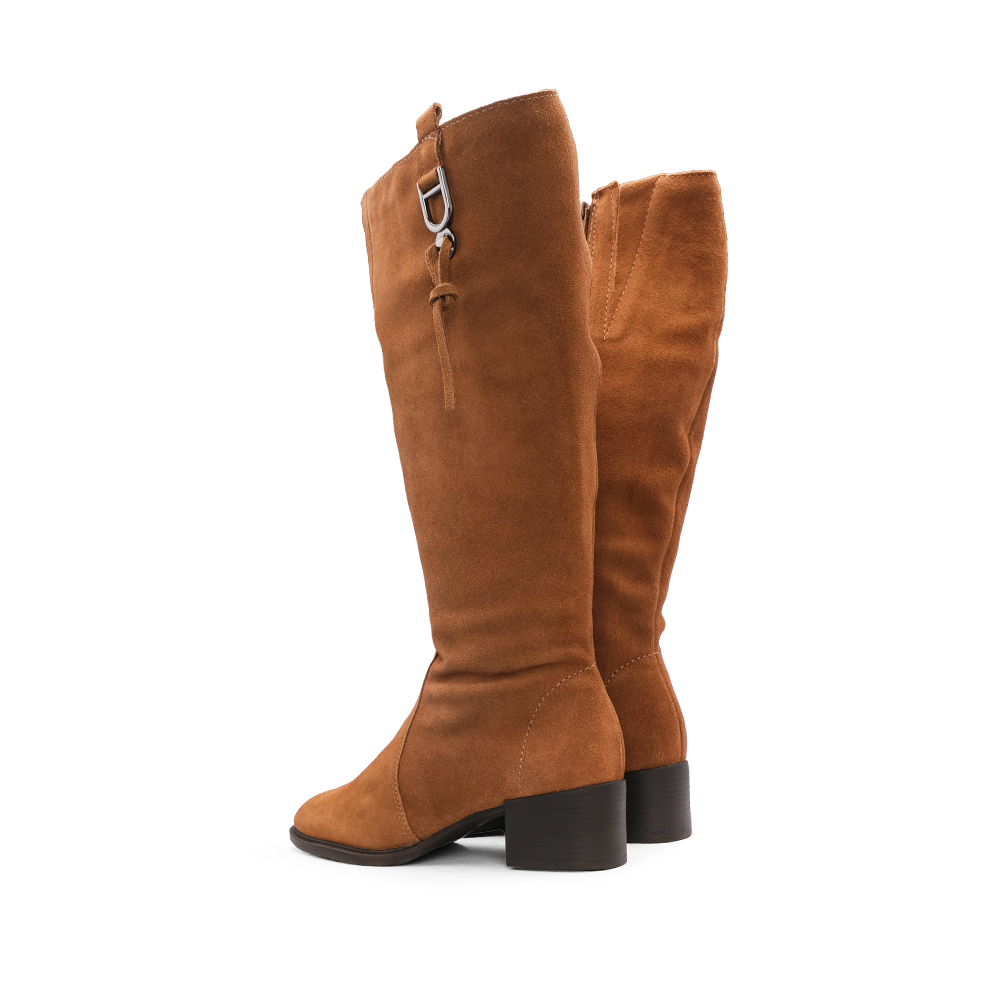 Bota Cano Alto Mulher Camurça Camel