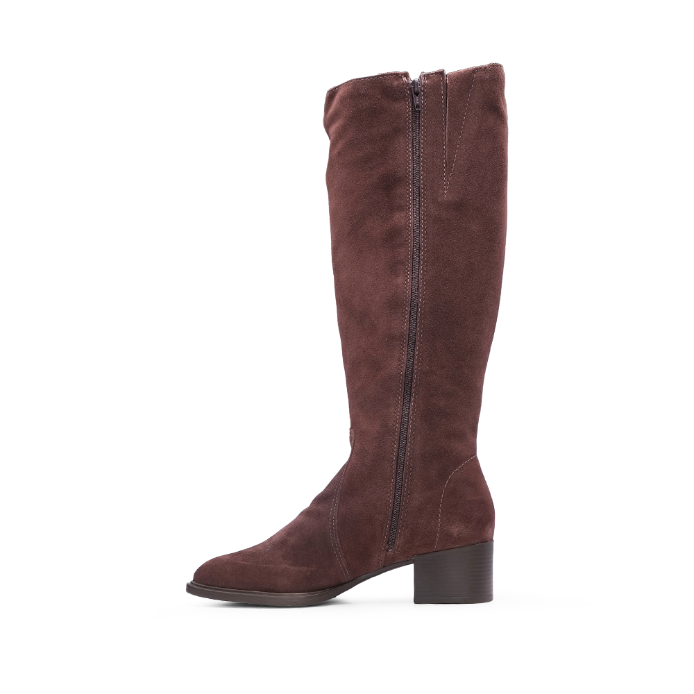 Bota Cano Alto Mulher Camurça Castanho