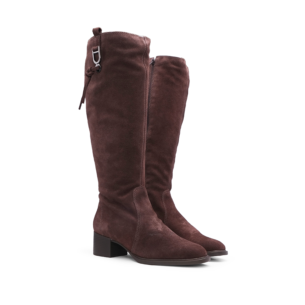Bota Cano Alto Mulher Camurça Castanho