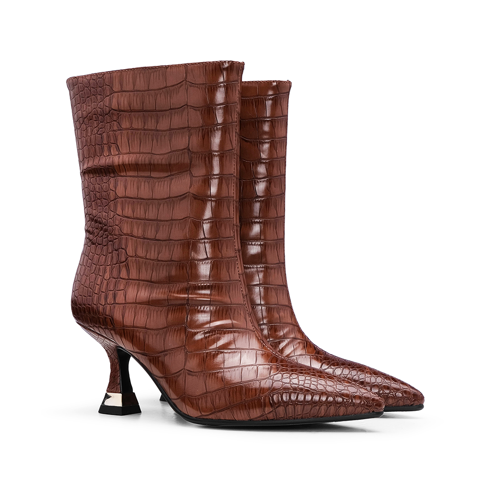 Bota Salto Alto Mulher Camel