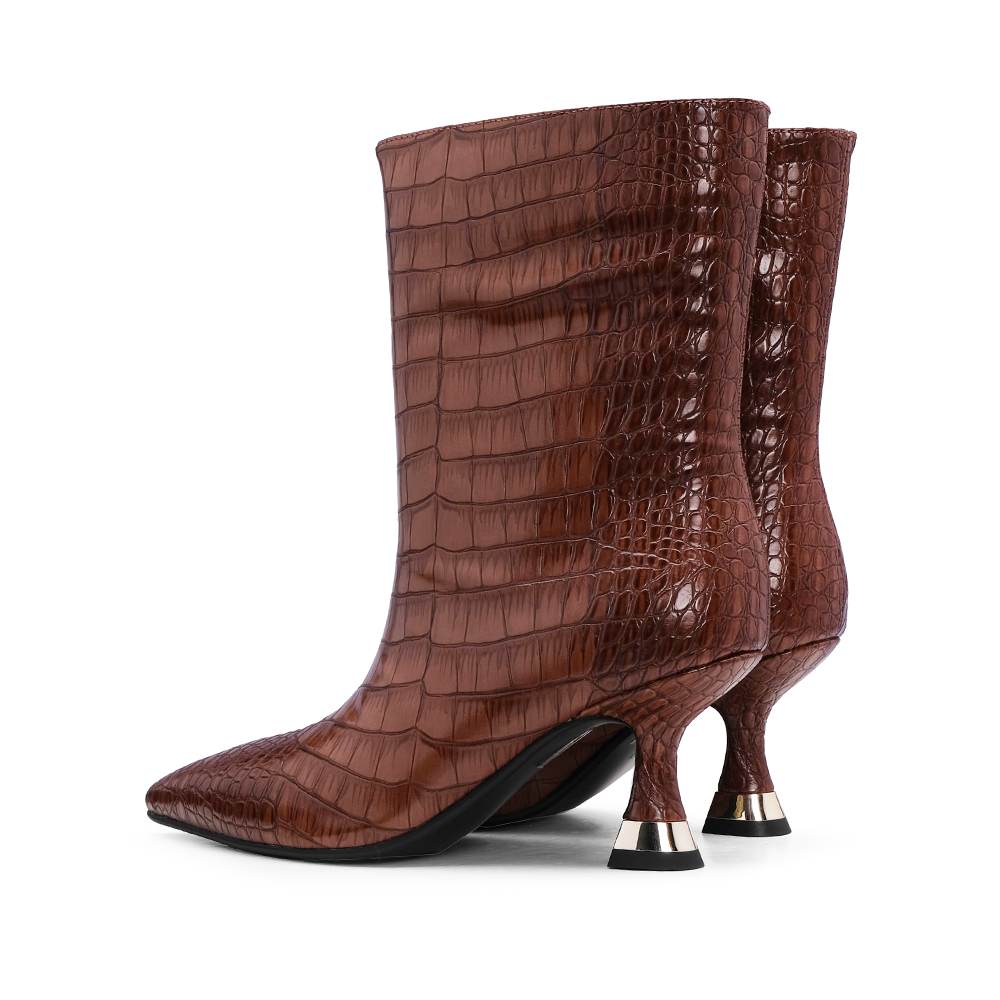 Bota Salto Alto Mulher Camel