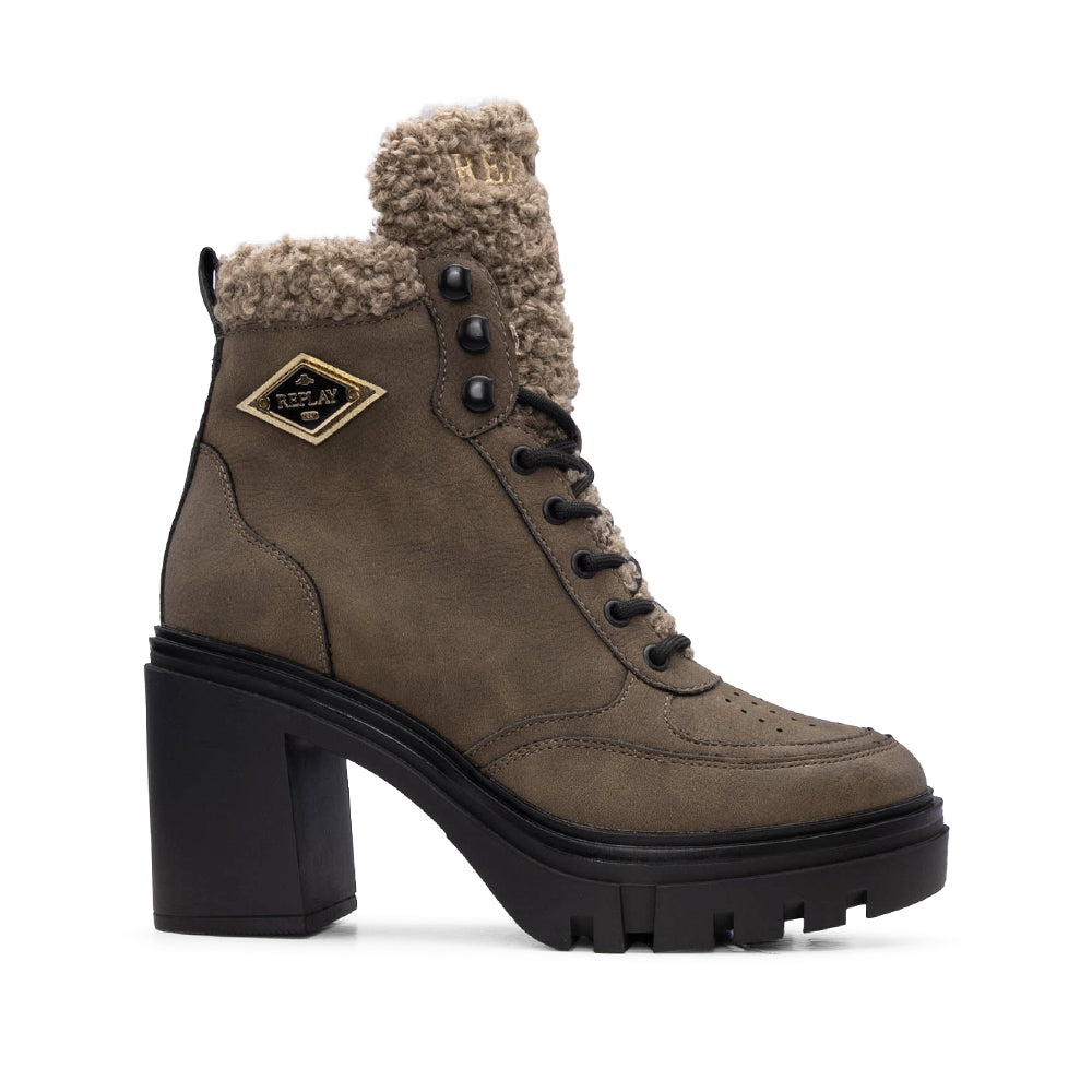 Botim Salto Alto Mulher Castanho