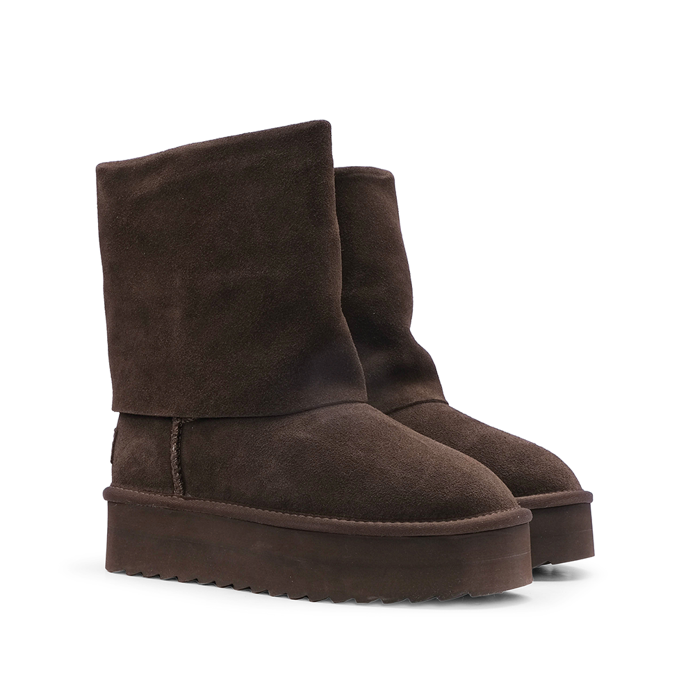 Bota Plataforma Mulher Castanho