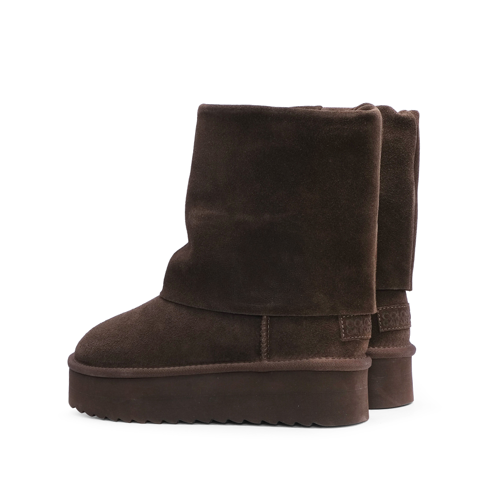 Bota Plataforma Mulher Castanho