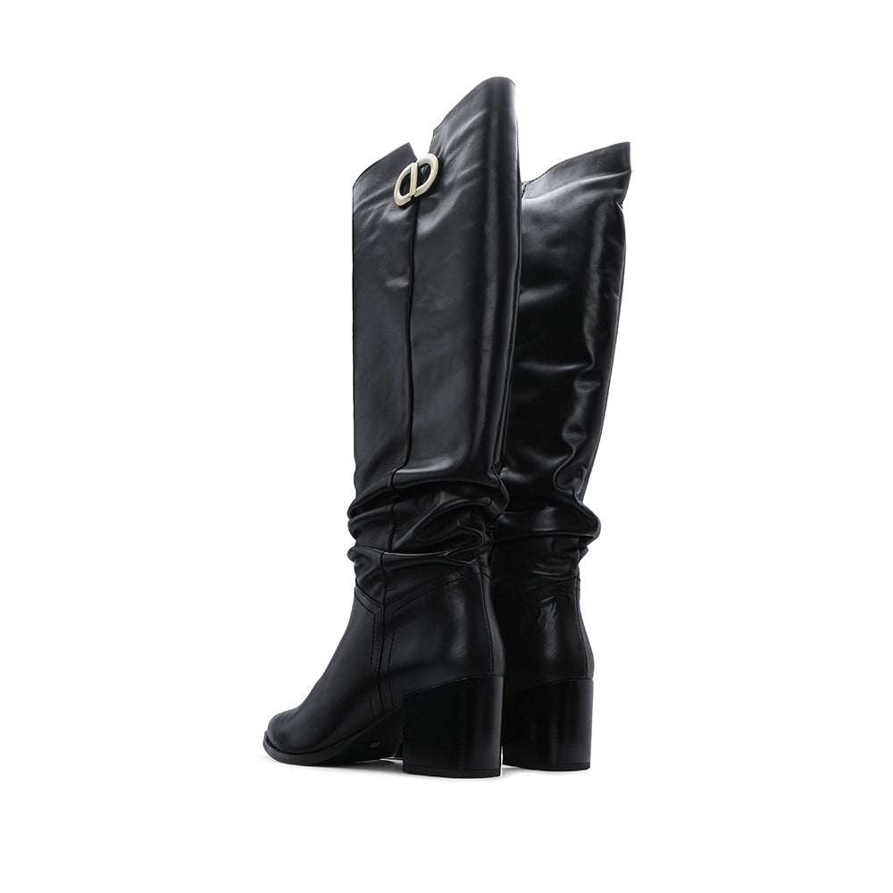 Bota Cano Alto Mulher Pele Preto