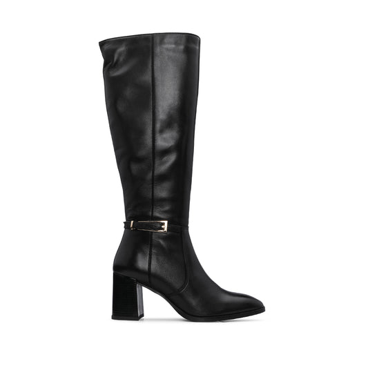 Bota Cano Alto Mulher Pele Preto