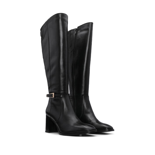 Bota Cano Alto Mulher Pele Preto