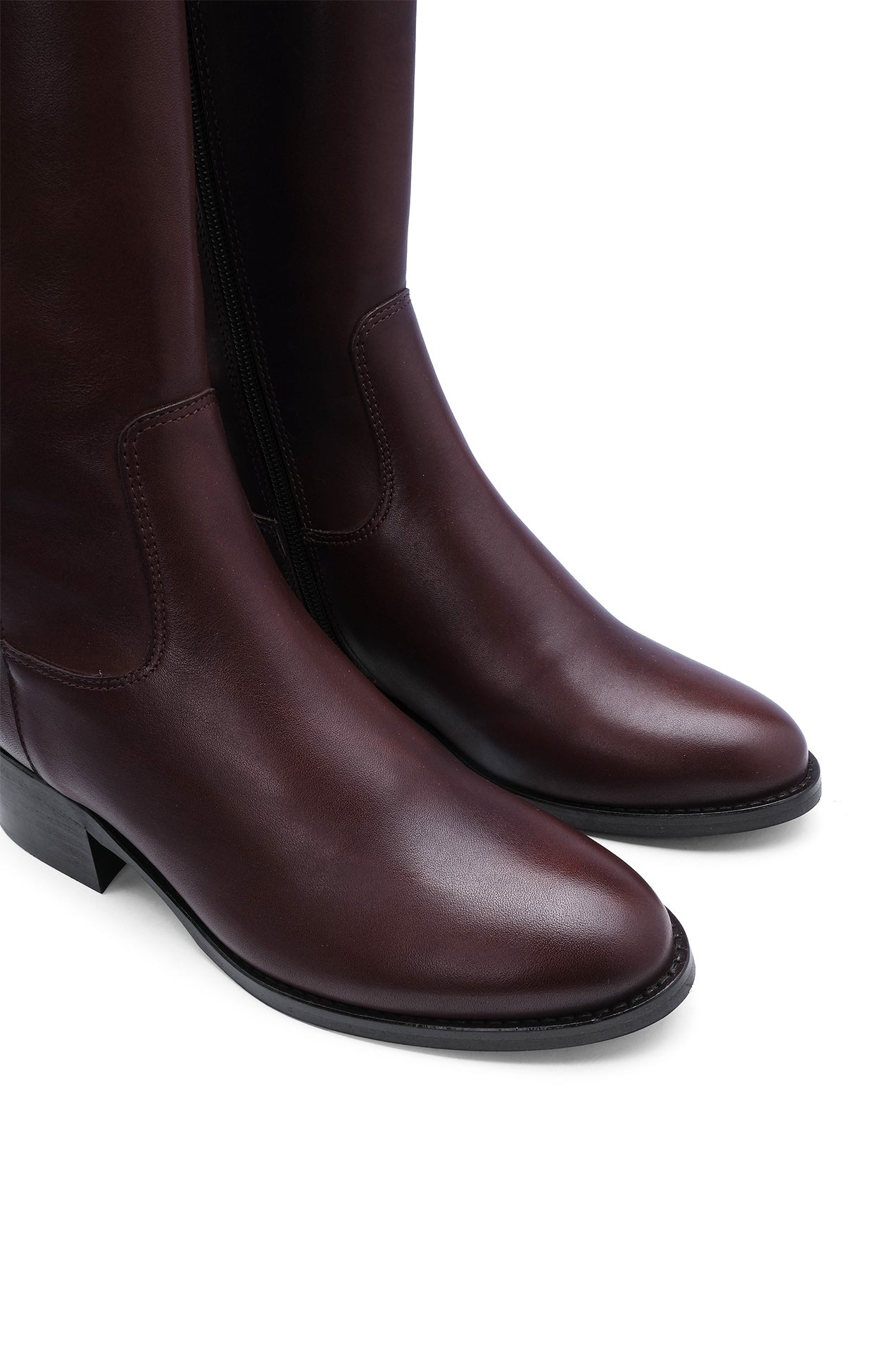 Bota Cano Alto Mulher Pele Castanho