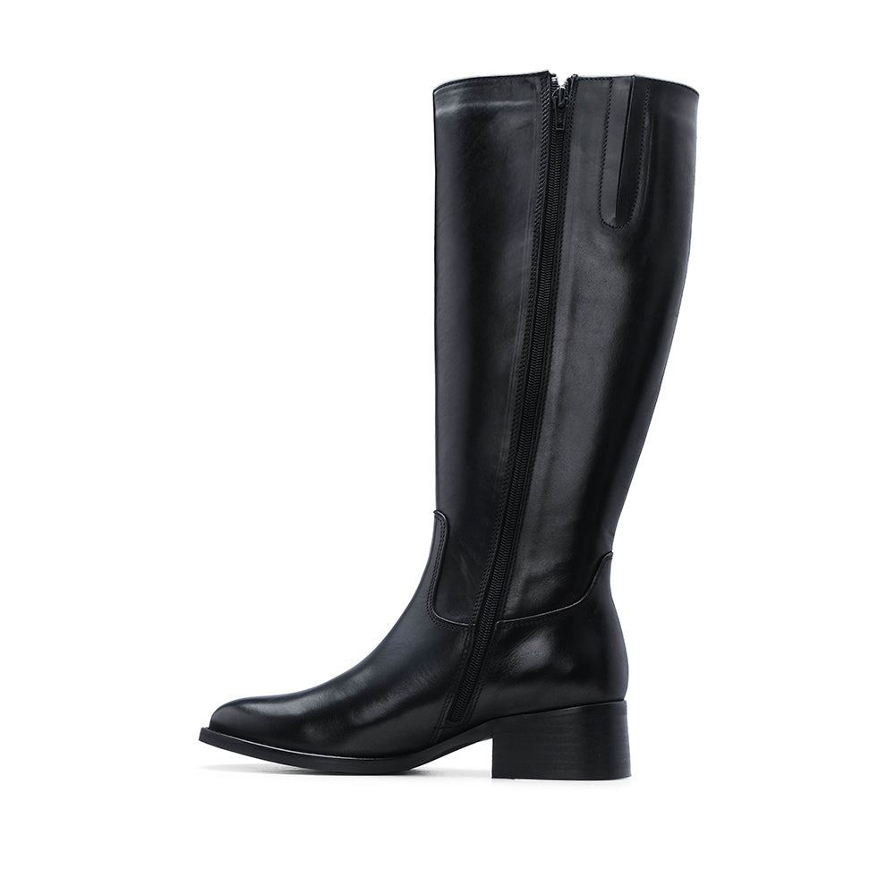 Bota Cano Alto Mulher Pele Preto