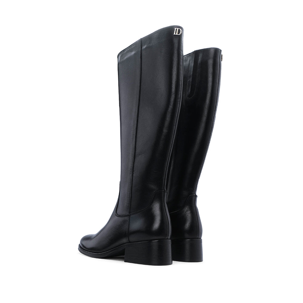 Bota Cano Alto Mulher Pele Preto