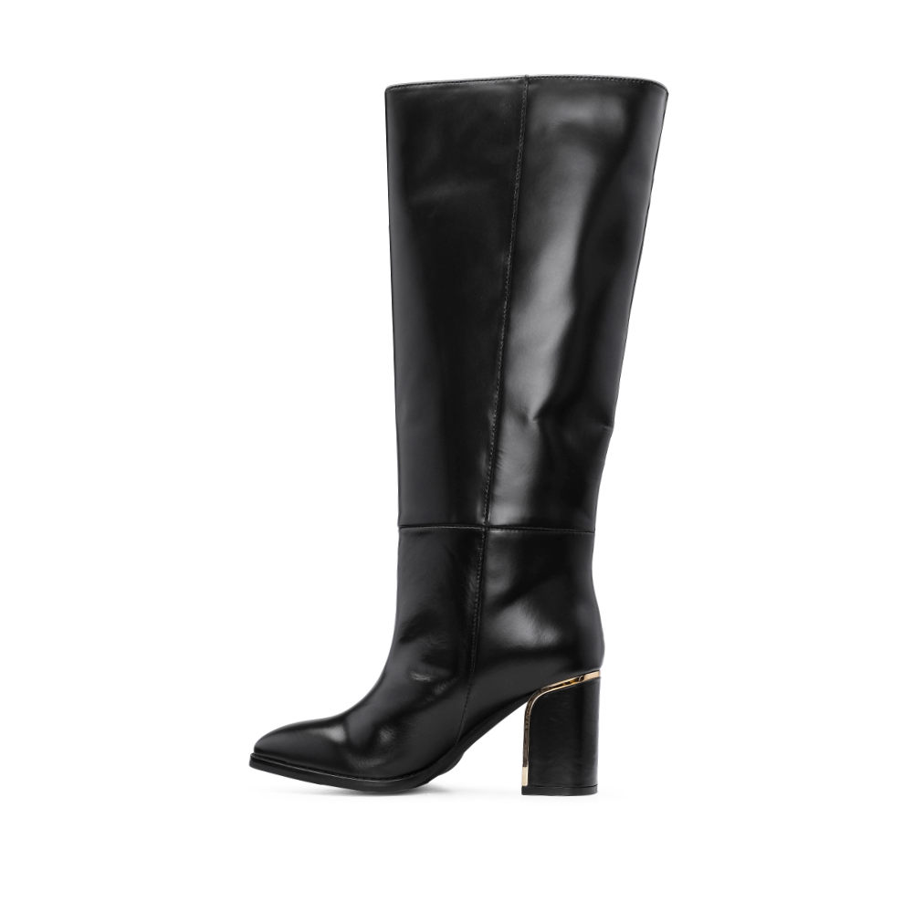 Bota Cano Alto Mulher Pele Preto