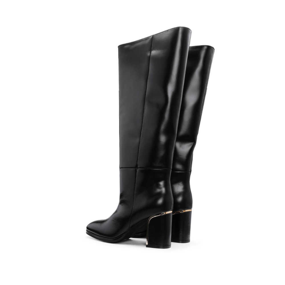 Bota Cano Alto Mulher Pele Preto