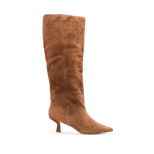 Bota Cano Alto Mulher Camurça Camel