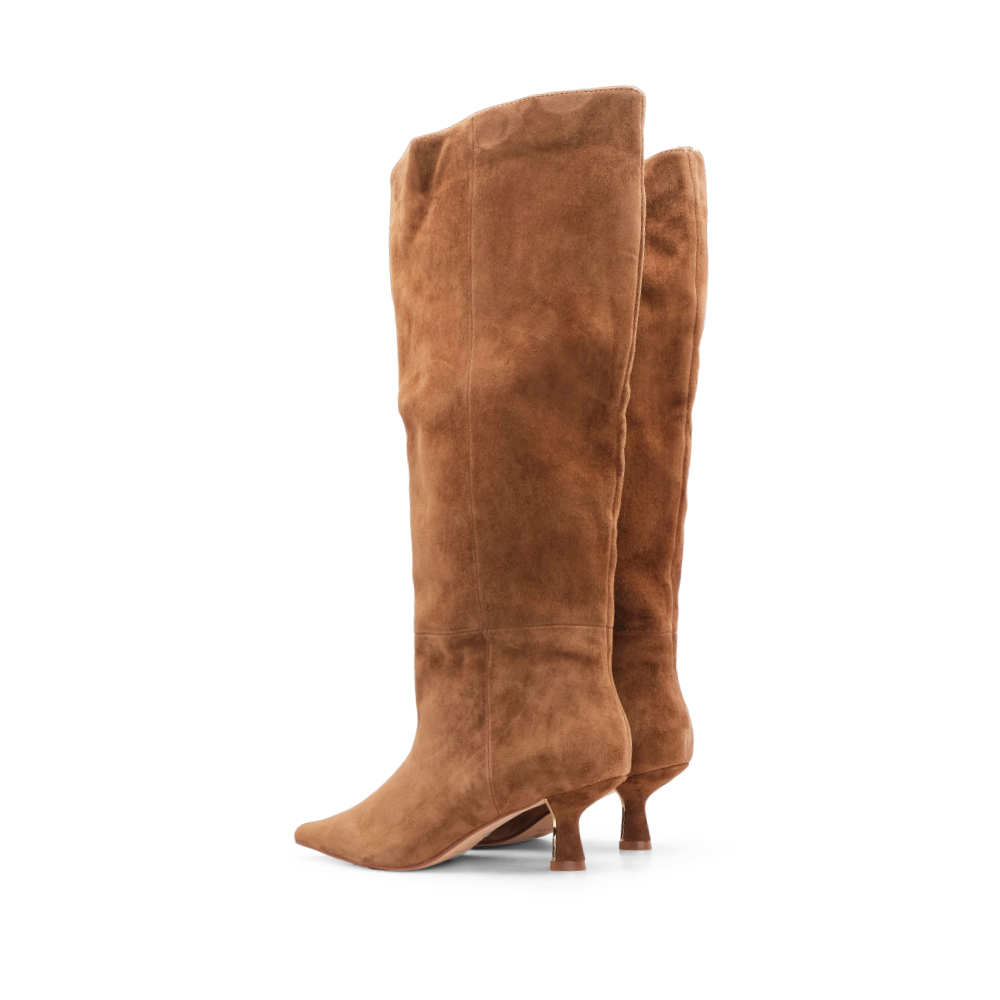 Bota Cano Alto Mulher Camurça Camel