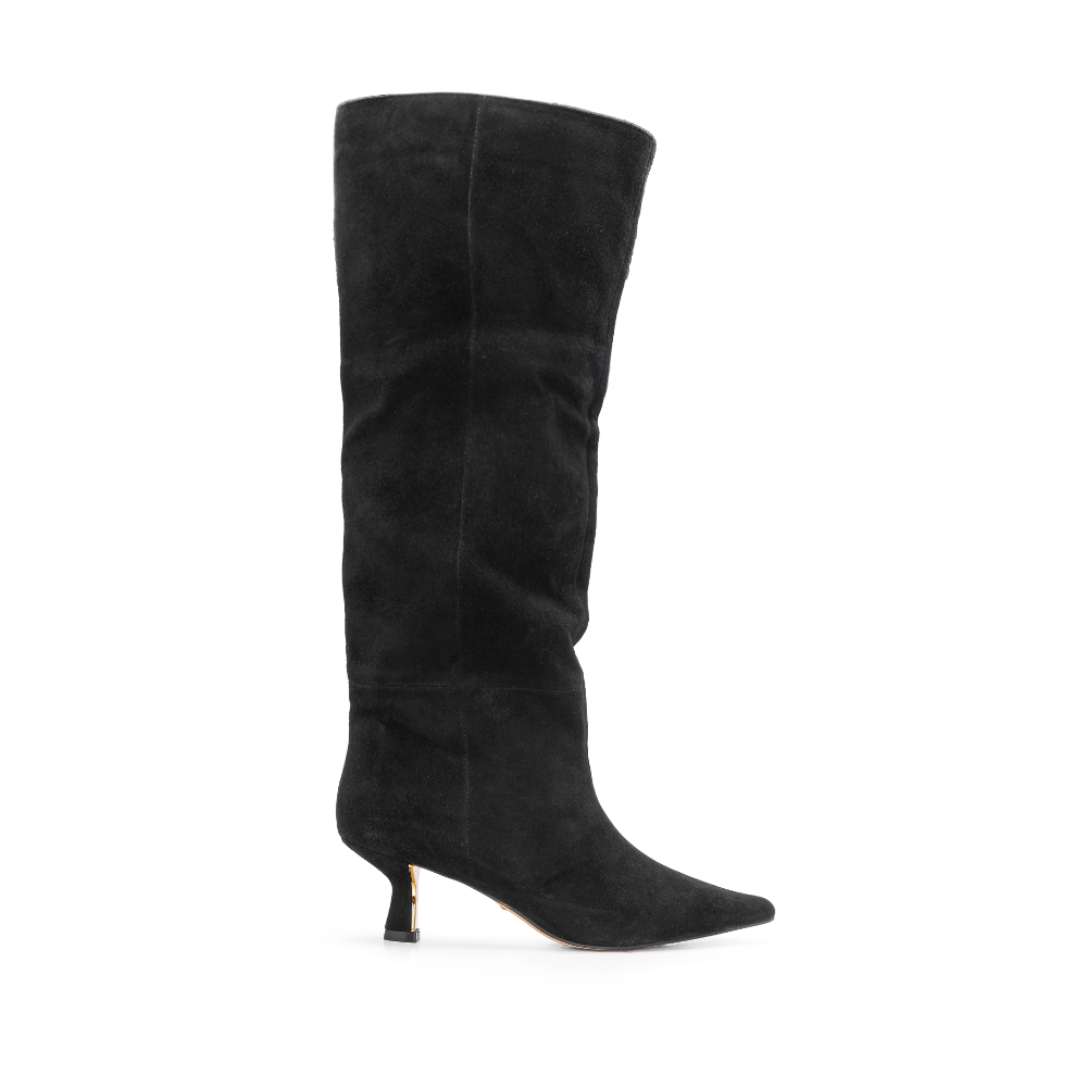 Bota Cano Alto Mulher Camurça Preto