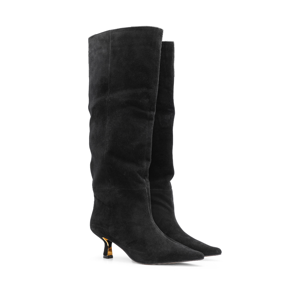 Bota Cano Alto Mulher Camurça Preto