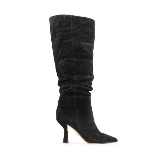 Bota Cano Alto Mulher Camurça Preto