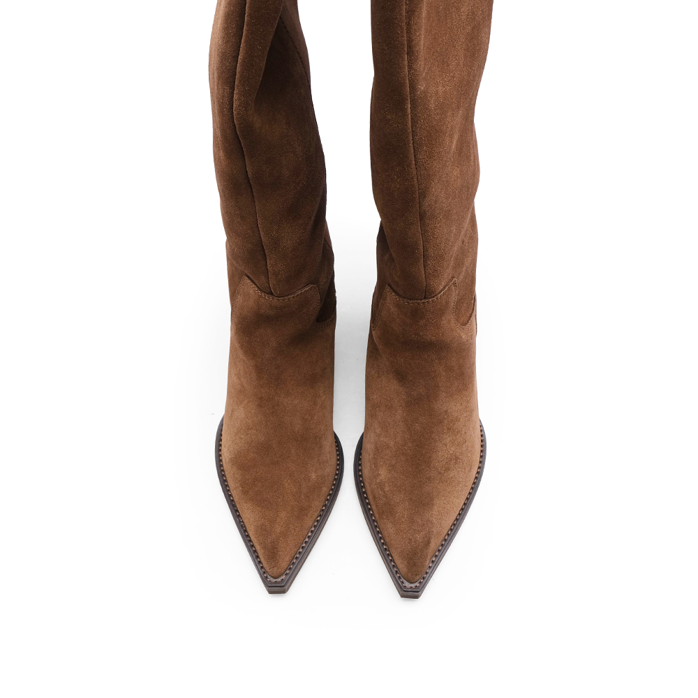 Bota Cano Alto Mulher Camurça Camel