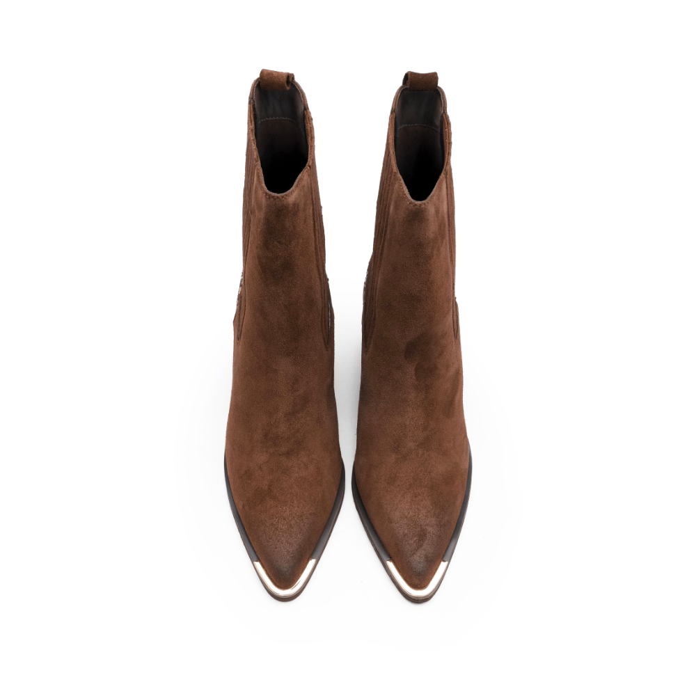 Bota Salto Alto Mulher Camurça Camel