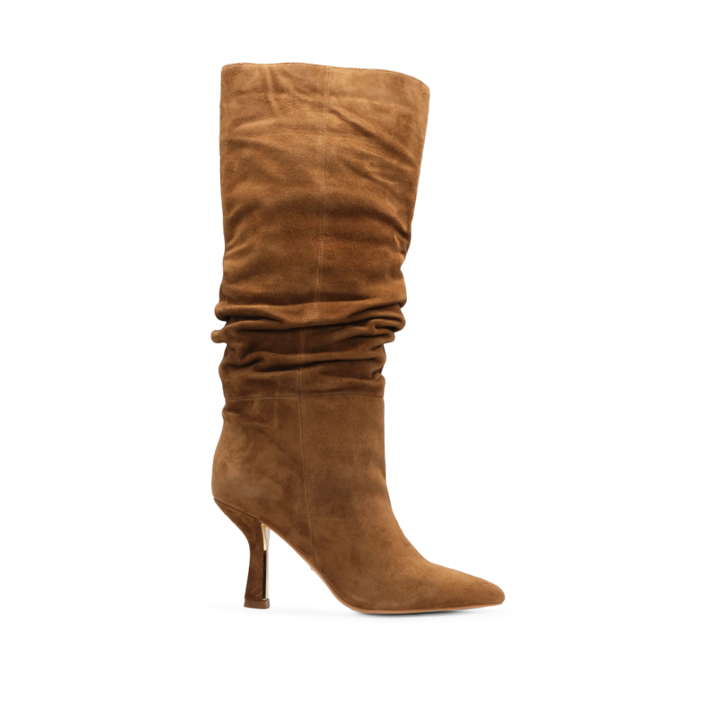 Bota Cano Alto Mulher Camurça Camel