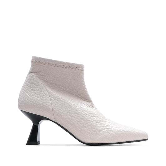 Botim Salto Alto Mulher Pele Bege