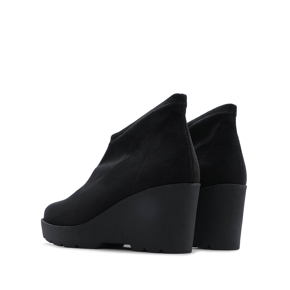 Botim Salto Cunha Mulher Camurça Preto