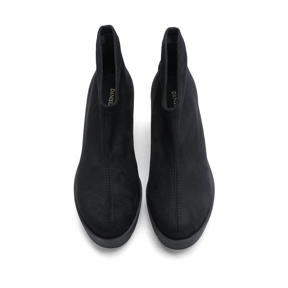 Botim Salto Cunha Mulher Camurça Preto