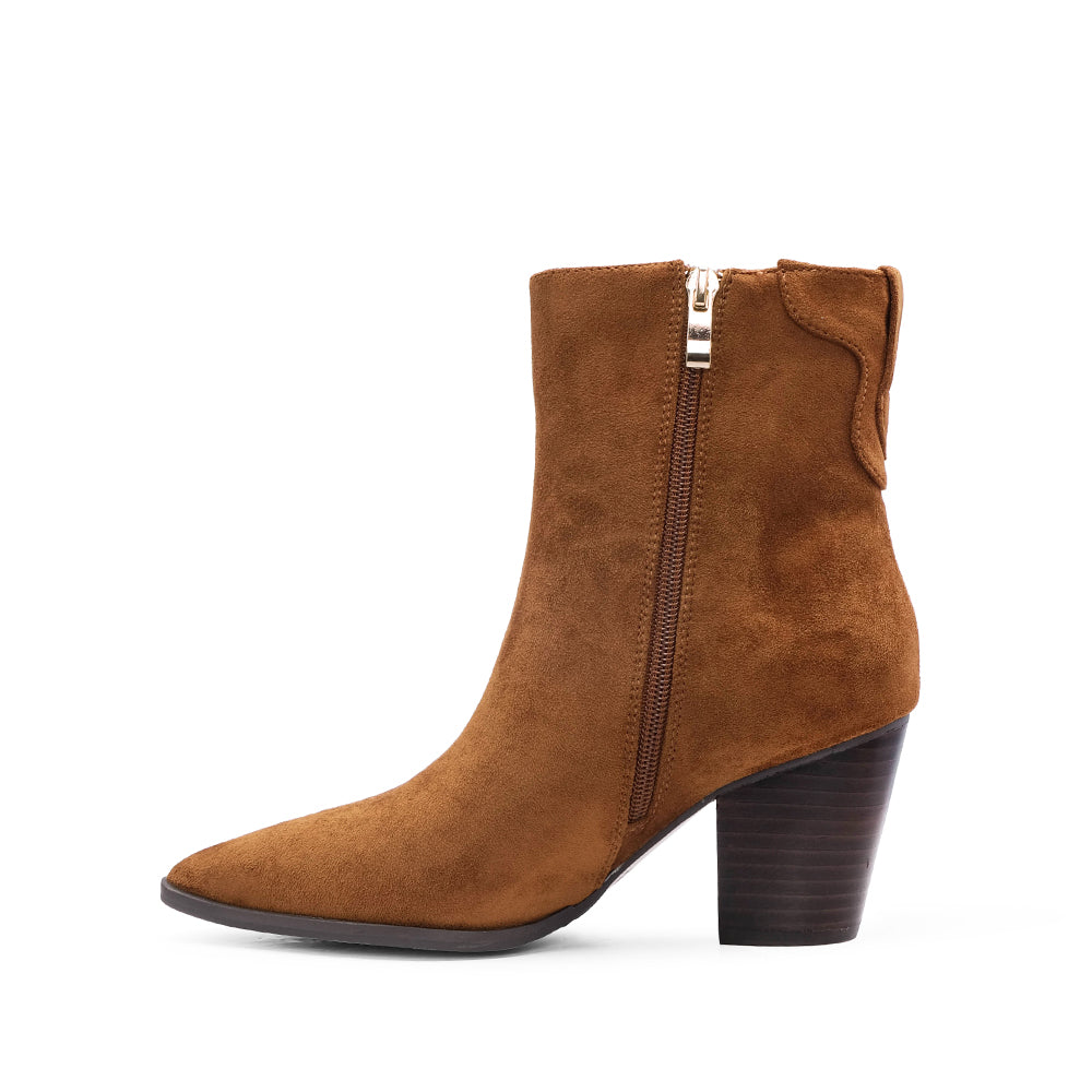 Botim Salto Alto Mulher Camel