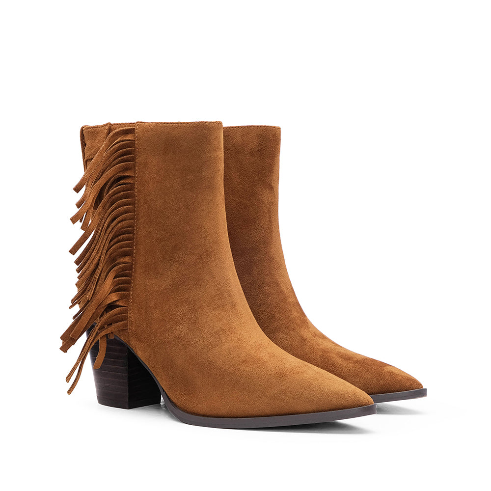 Botim Salto Alto Mulher Camel