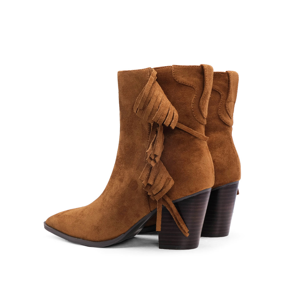 Botim Salto Alto Mulher Camel
