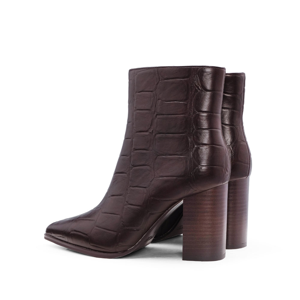 Botim Salto Alto Mulher Animal Print Café