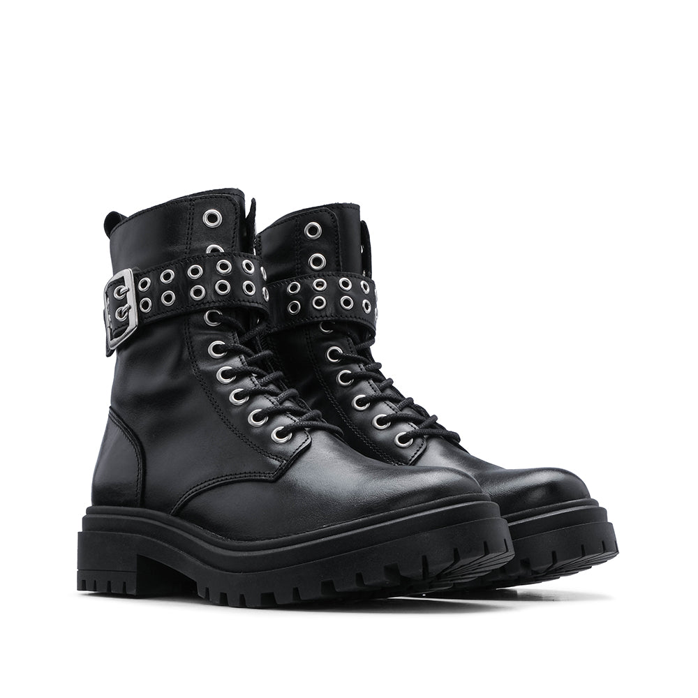 Bota Militar Mulher Pele Preto