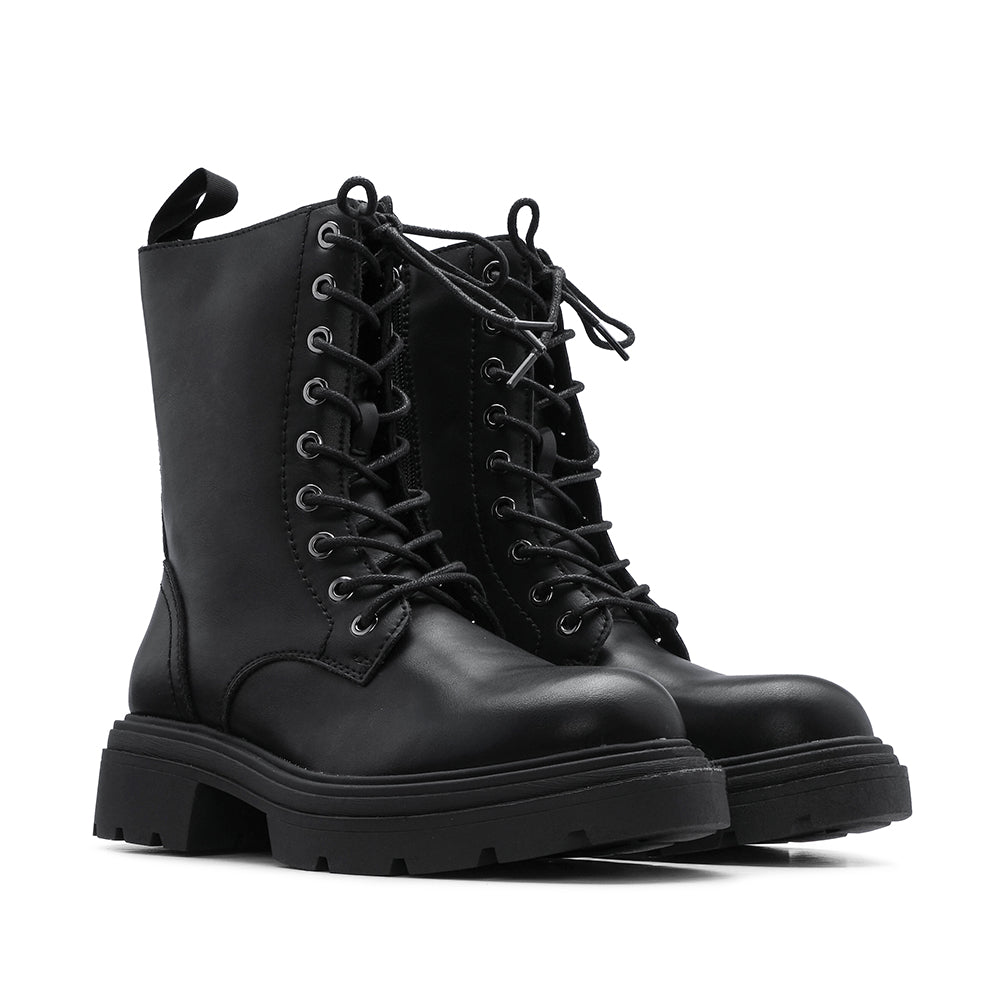 Bota Militar Mulher Pele Preto