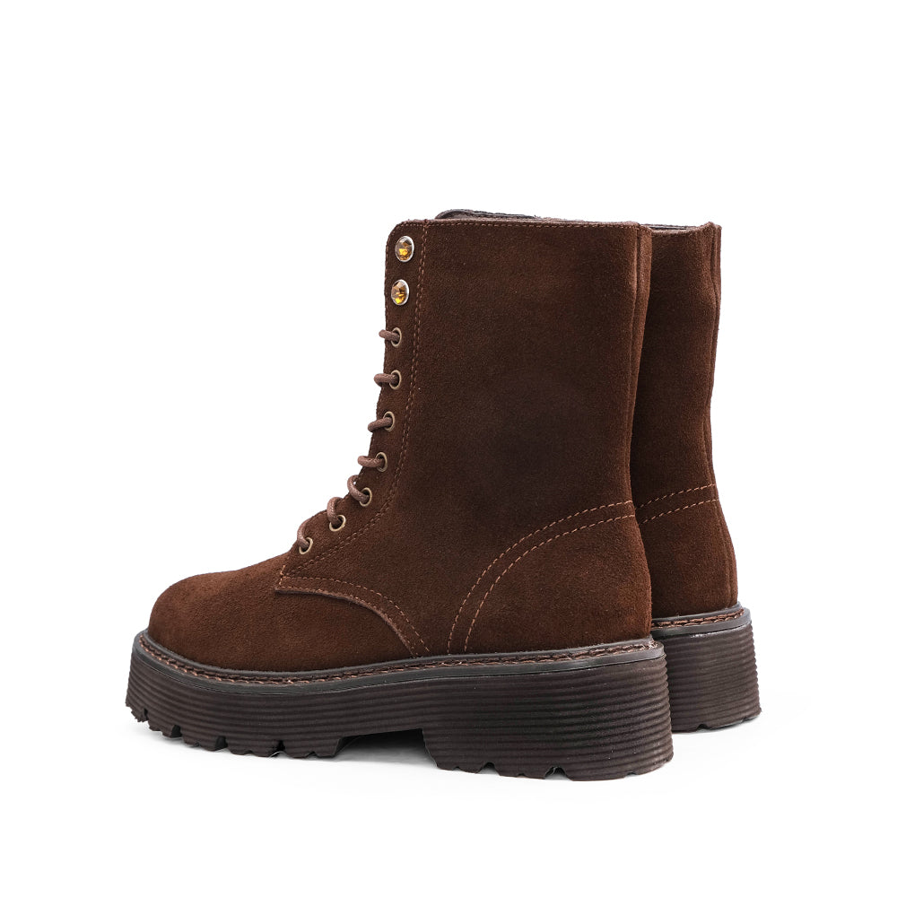 Bota Militar Mulher Camurça Castanho