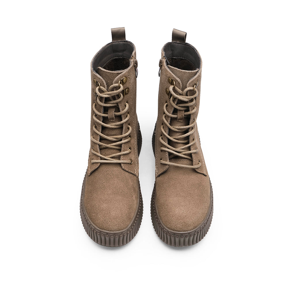 Bota Militar Mulher Camurça Taupe