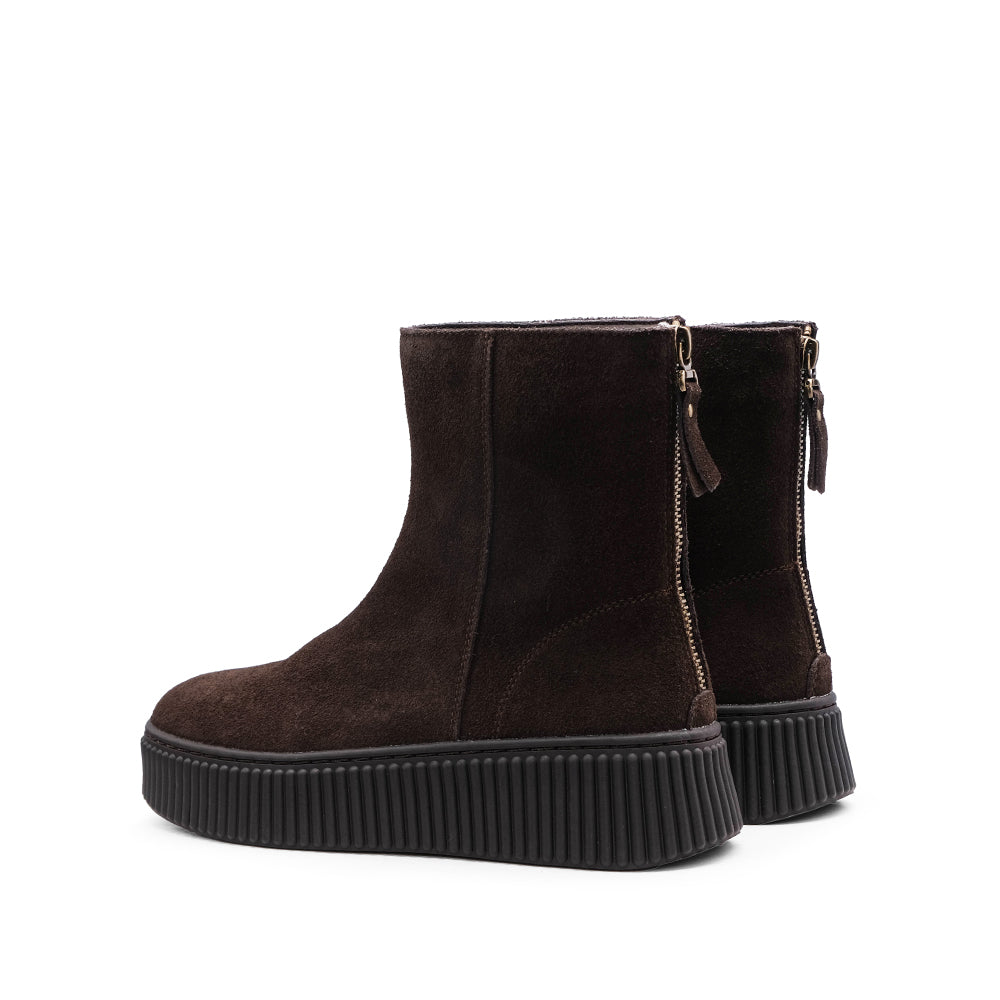 Bota Casual Mulher Camurça Café