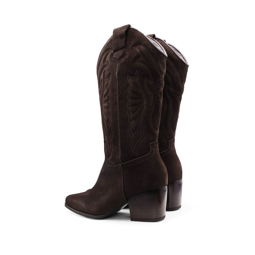 Bota Texana Mulher Camurça Café
