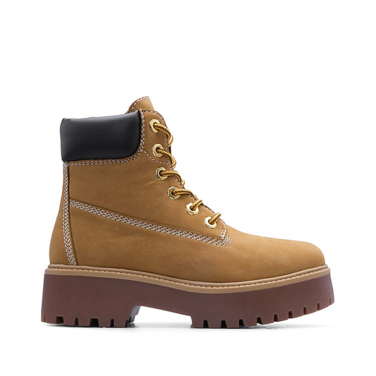 Botim Plataforma Mulher Nobuck Camel