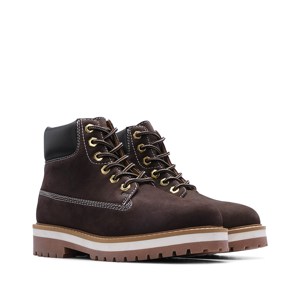 Botim Salto Raso Mulher Nobuck Castanho