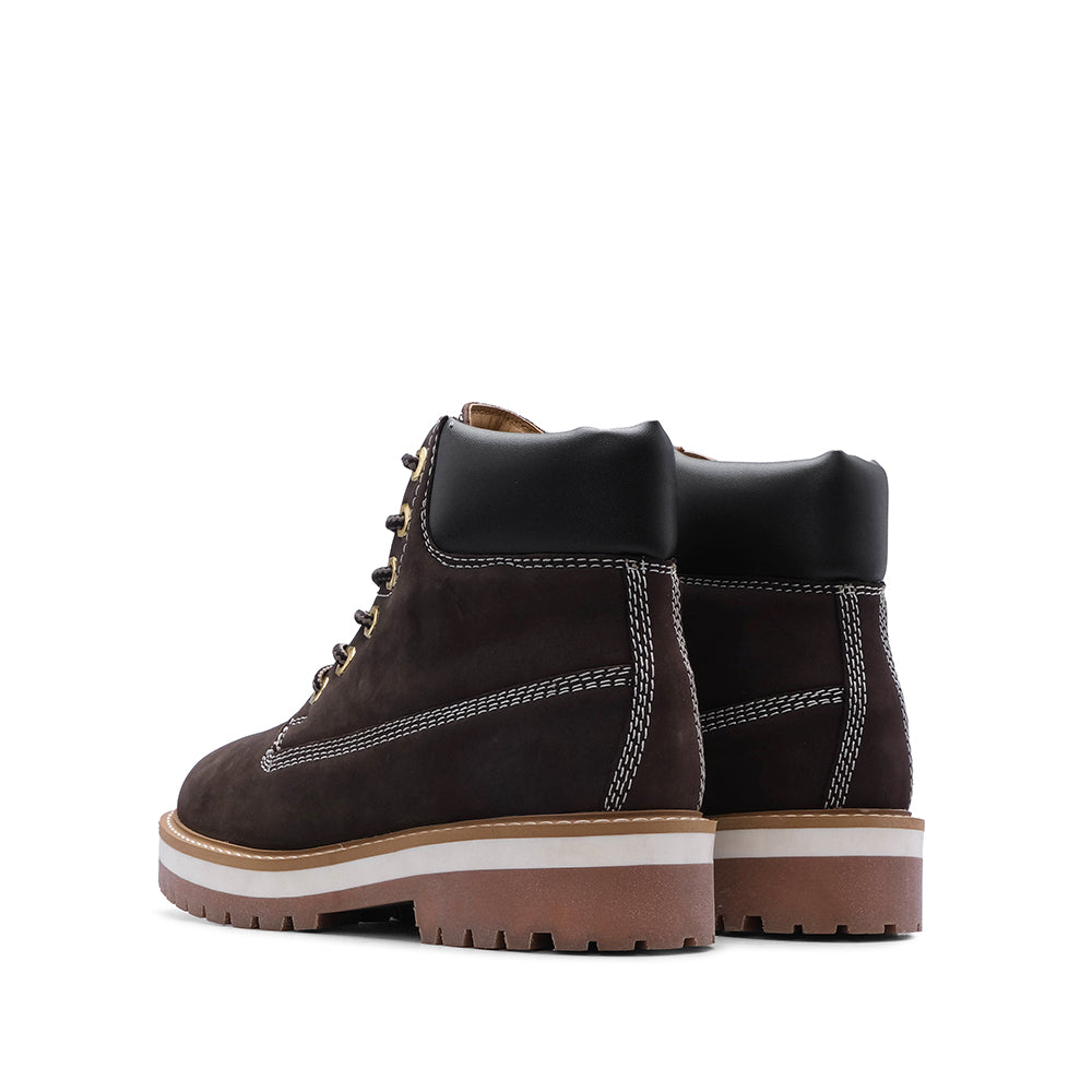 Botim Salto Raso Mulher Nobuck Castanho