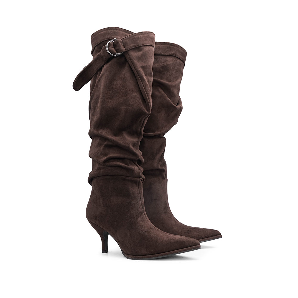 Bota Salto Alto Mulher Castanho