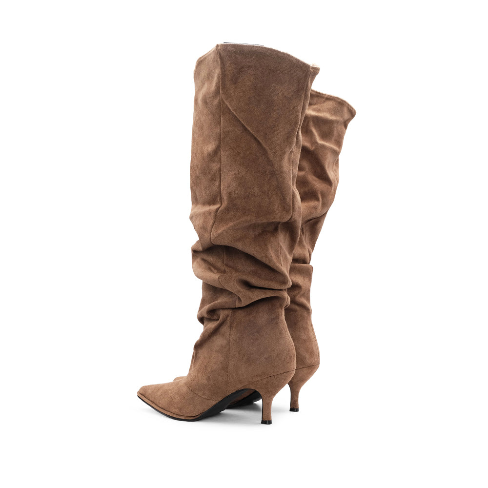 Bota Cano Alto Mulher Taupe