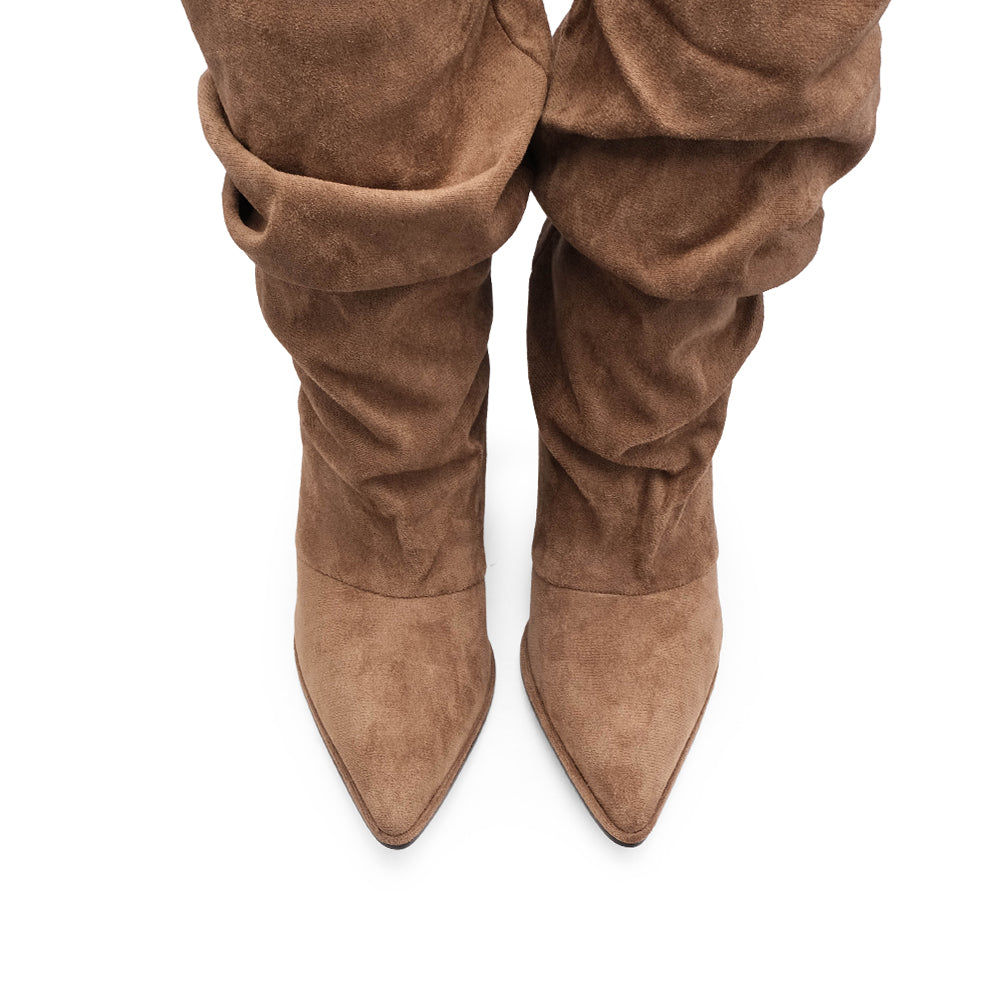 Bota Cano Alto Mulher Taupe