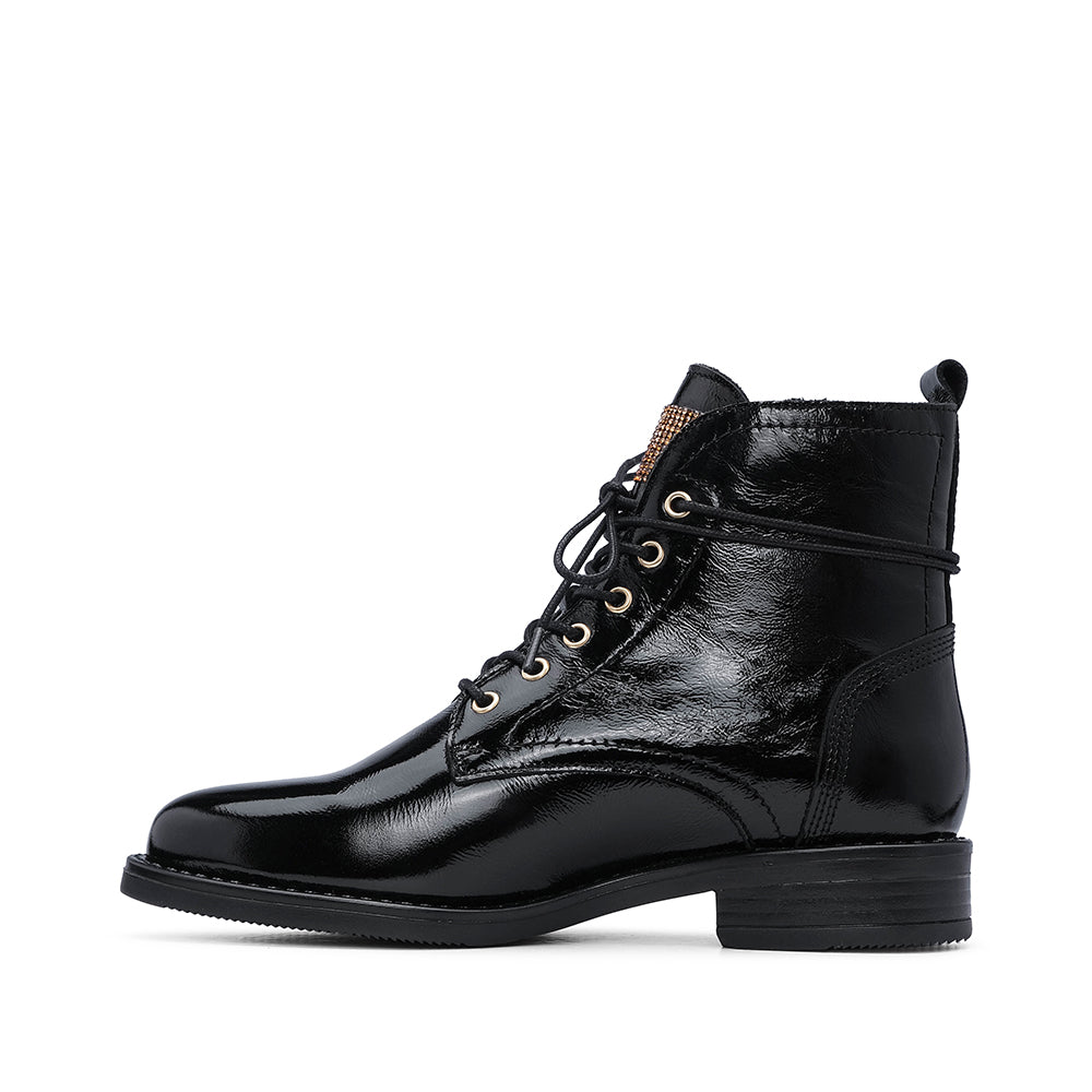 Botim Casual Mulher Verniz Preto