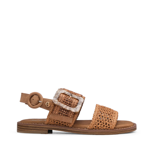 Sandália Salto Raso Mulher Camel